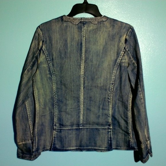 Cold Water Creek soutache shaped denim jacket P10 - Picture 2 of 7